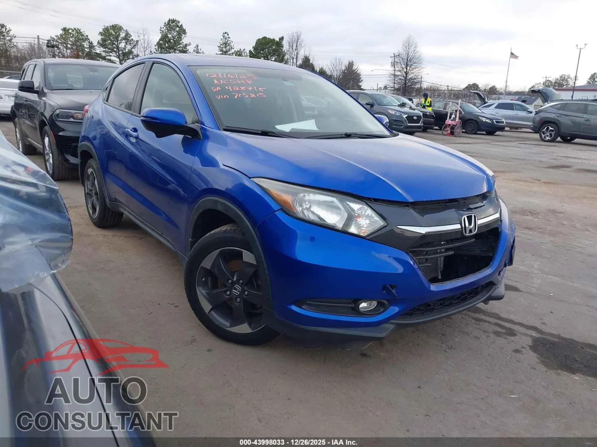 2018 HONDA HR-V Damaged VIN 3CZRU5H50JM715815 – front exterior 2018 HONDA HR-V Damaged VIN 3CZRU5H50JM715815 – front exterior