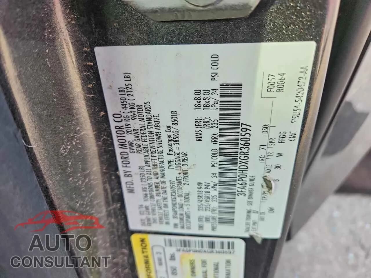 2016 FORD FUSION Damaged VIN 3FA6P0HDXGR360597 – photo 13 2016 FORD FUSION Damaged VIN 3FA6P0HDXGR360597 – photo 13