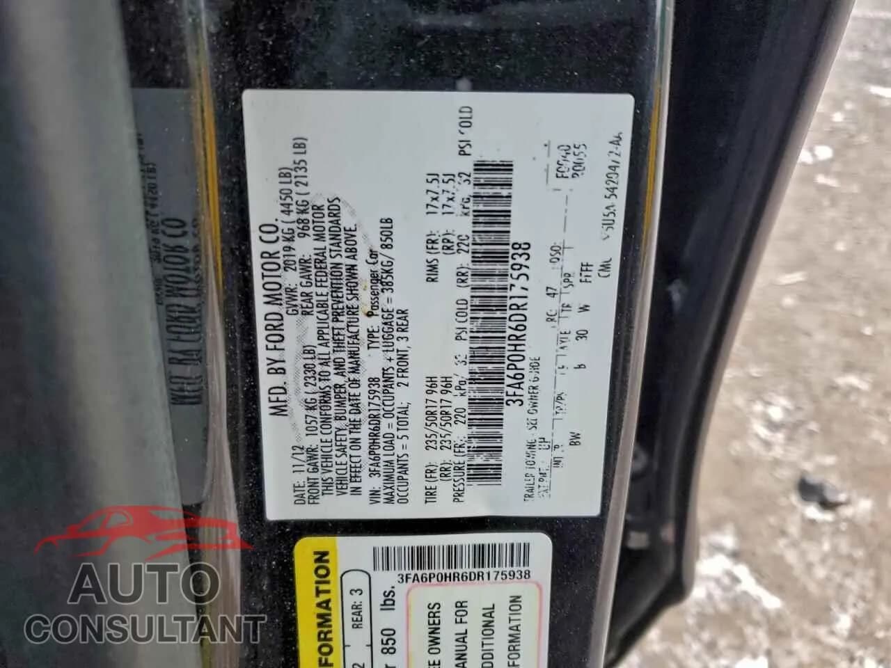 2013 FORD FUSION Damaged VIN 3FA6P0HR6DR175938 – photo 13 2013 FORD FUSION Damaged VIN 3FA6P0HR6DR175938 – photo 13