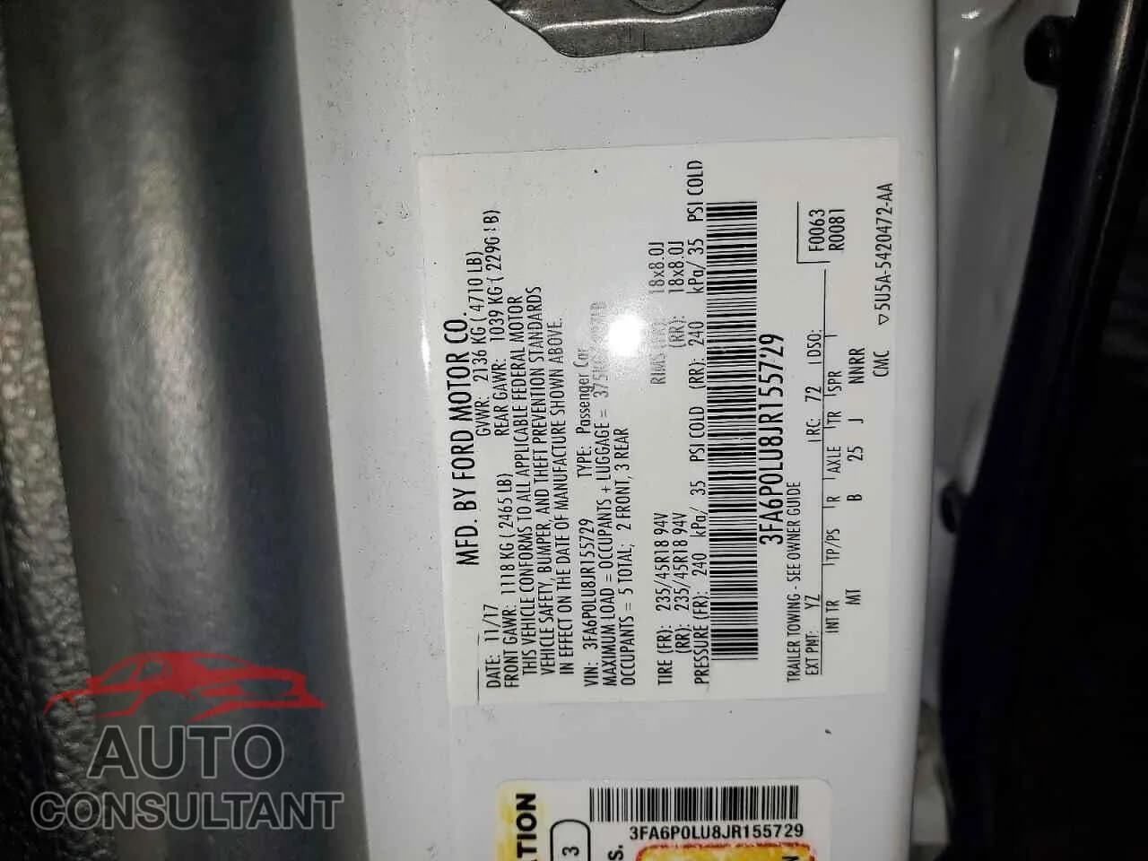 2018 FORD FUSION Damaged VIN 3FA6P0LU8JR155729 – photo 12 2018 FORD FUSION Damaged VIN 3FA6P0LU8JR155729 – photo 12