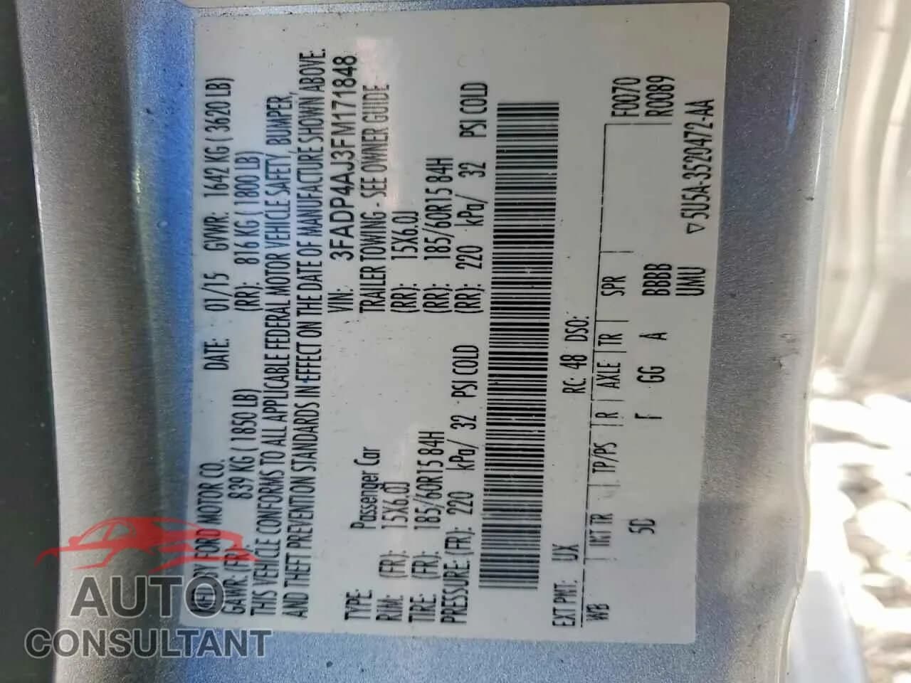 2015 FORD FIESTA Damaged VIN 3FADP4AJ3FM171848 – photo 12 2015 FORD FIESTA Damaged VIN 3FADP4AJ3FM171848 – photo 12