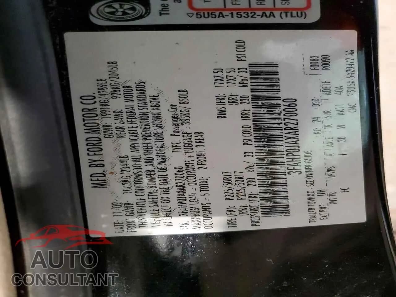 2010 FORD FUSION Damaged VIN 3FAHP0JAXAR270060 – photo 12 2010 FORD FUSION Damaged VIN 3FAHP0JAXAR270060 – photo 12