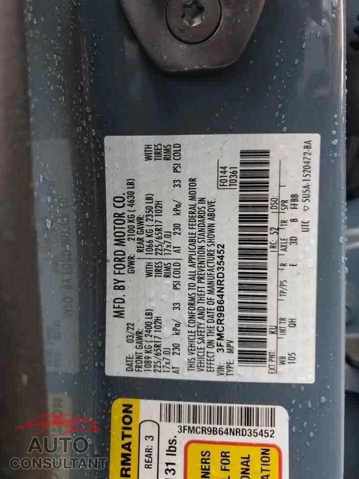 2022 FORD BRONCO Damaged VIN 3FMCR9B64NRD35452 – photo 12 2022 FORD BRONCO Damaged VIN 3FMCR9B64NRD35452 – photo 12