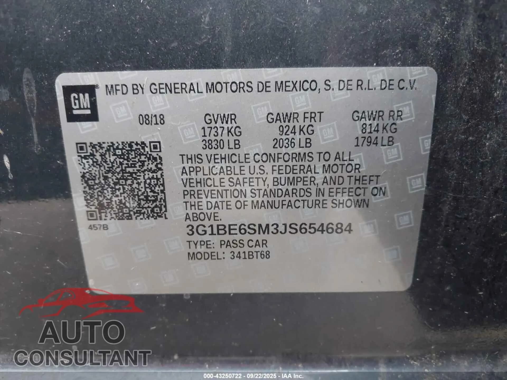 2018 CHEVROLET CRUZE Damaged VIN 3G1BE6SM3JS654684 – trunk area 2018 CHEVROLET CRUZE Damaged VIN 3G1BE6SM3JS654684 – trunk area