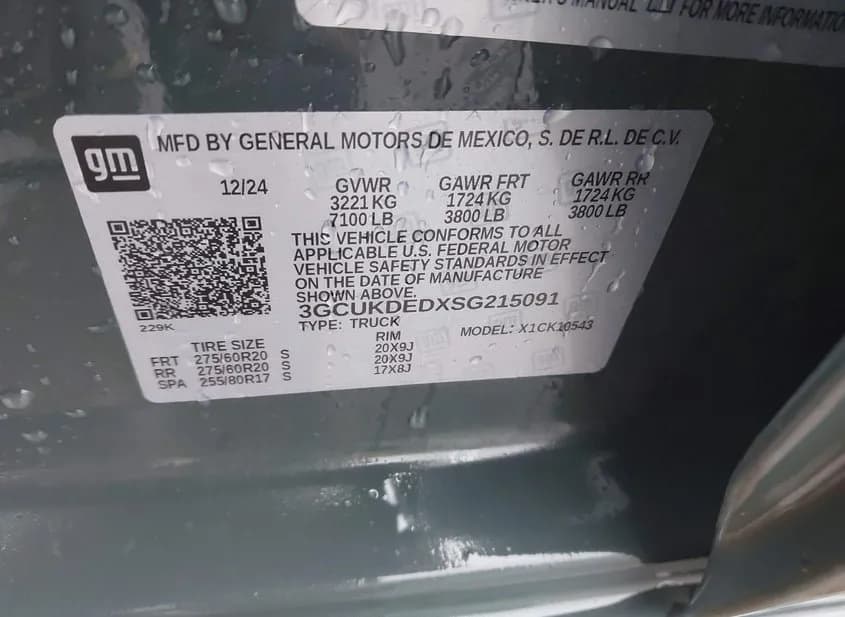 2025 CHEVROLET Silverado Used VIN 3GCUKDEDXSG215091 – odometer reading 2025 CHEVROLET Silverado Used VIN 3GCUKDEDXSG215091 – odometer reading