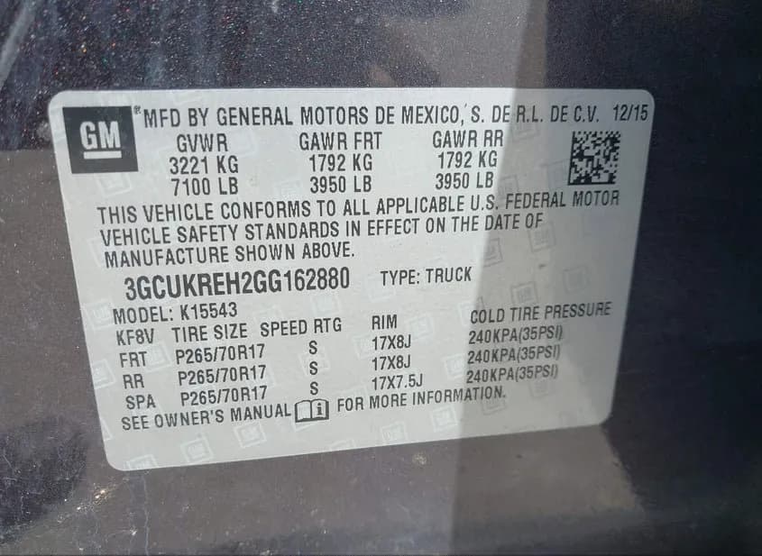 2016 CHEVROLET Silverado Used VIN 3GCUKREH2GG162880 – photo 15 2016 CHEVROLET Silverado Used VIN 3GCUKREH2GG162880 – photo 15