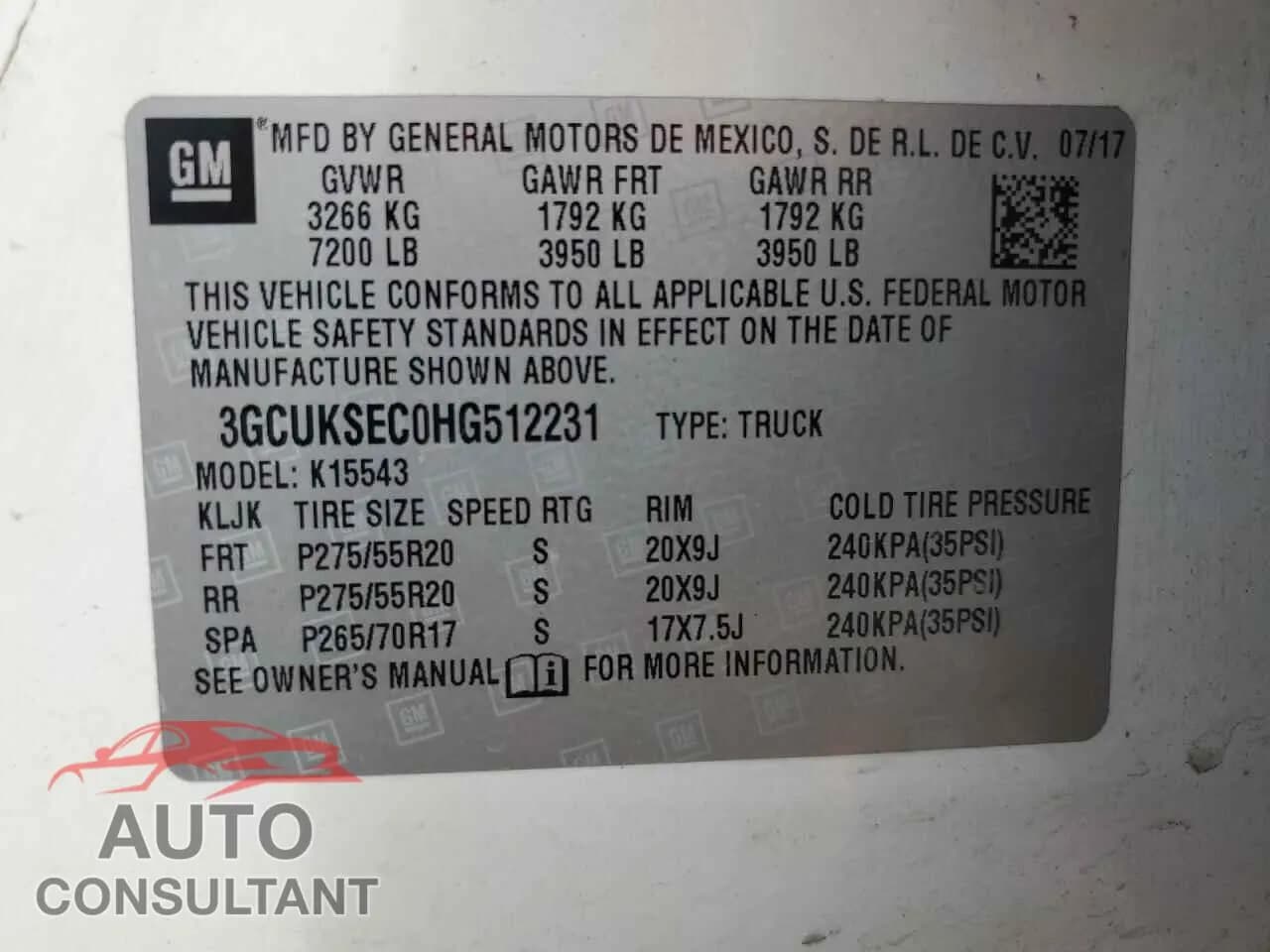 2017 CHEVROLET ALL Models Damaged VIN 3GCUKSEC0HG512231 – photo 13 2017 CHEVROLET ALL Models Damaged VIN 3GCUKSEC0HG512231 – photo 13