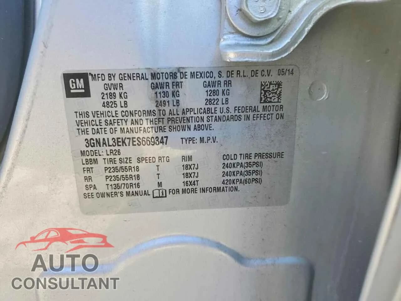 2014 CHEVROLET CAPTIVA Damaged VIN 3GNAL3EK7ES669347 – photo 12 2014 CHEVROLET CAPTIVA Damaged VIN 3GNAL3EK7ES669347 – photo 12