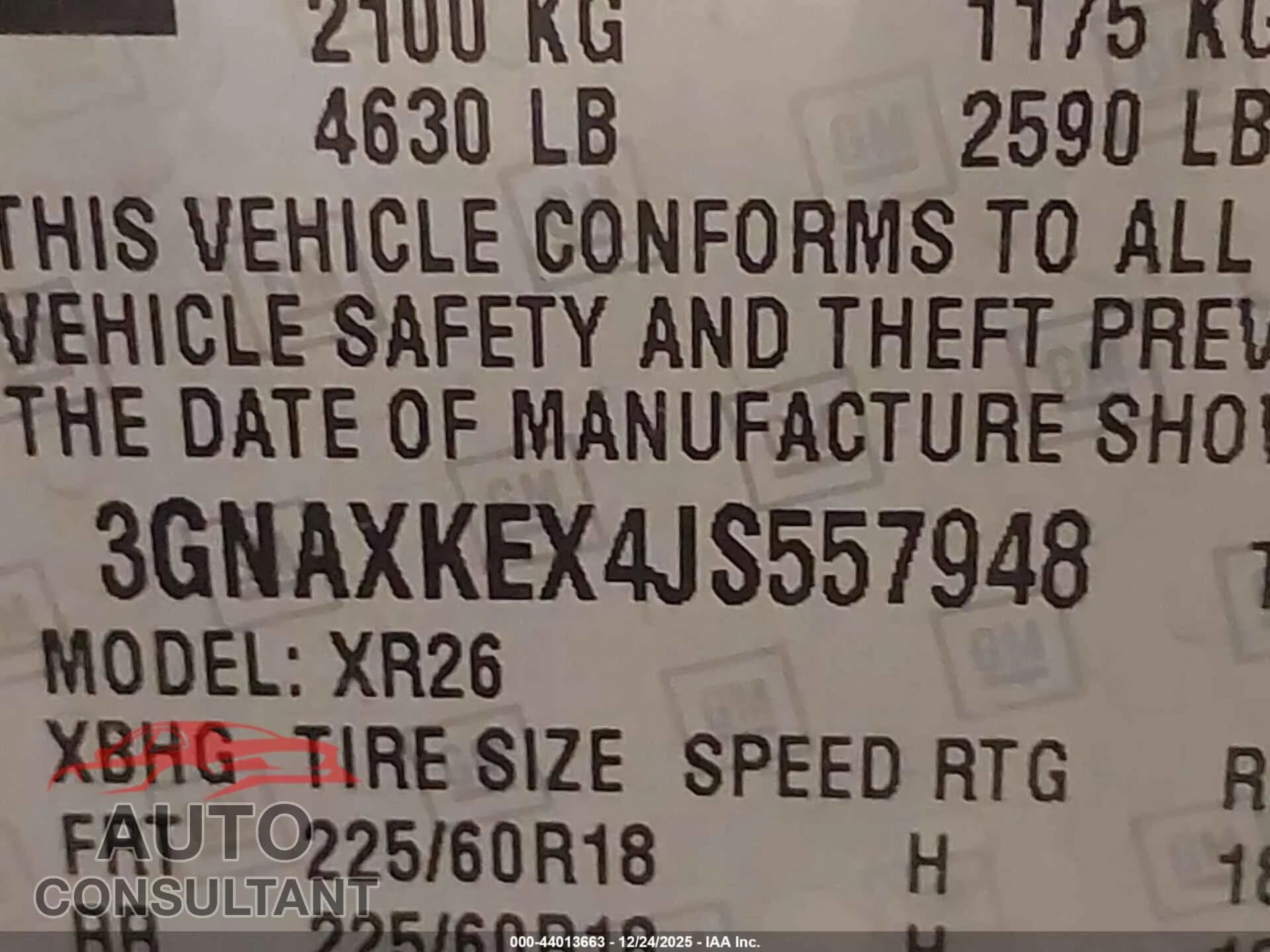 2018 CHEVROLET EQUINOX Damaged VIN 3GNAXKEX4JS557948 – trunk area 2018 CHEVROLET EQUINOX Damaged VIN 3GNAXKEX4JS557948 – trunk area