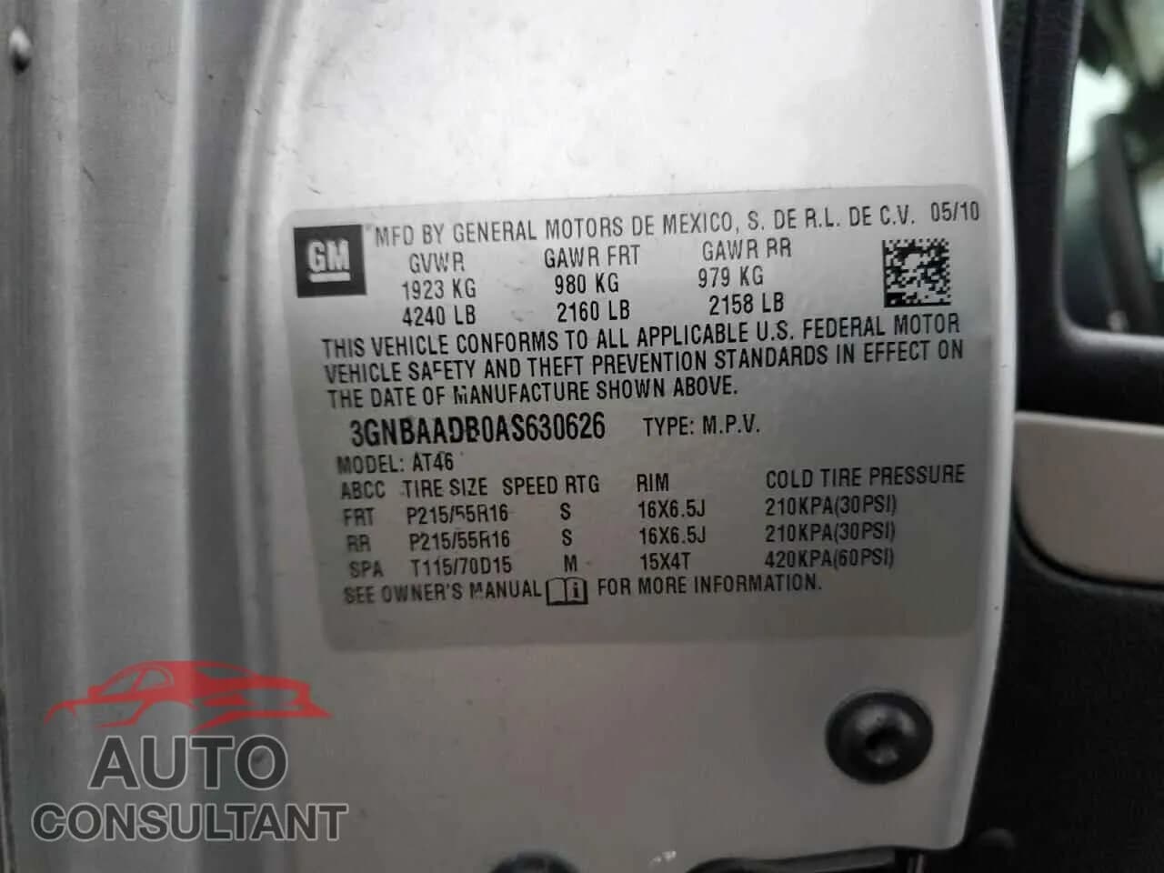 2010 CHEVROLET HHR Damaged VIN 3GNBAADB0AS630626 – photo 12 2010 CHEVROLET HHR Damaged VIN 3GNBAADB0AS630626 – photo 12