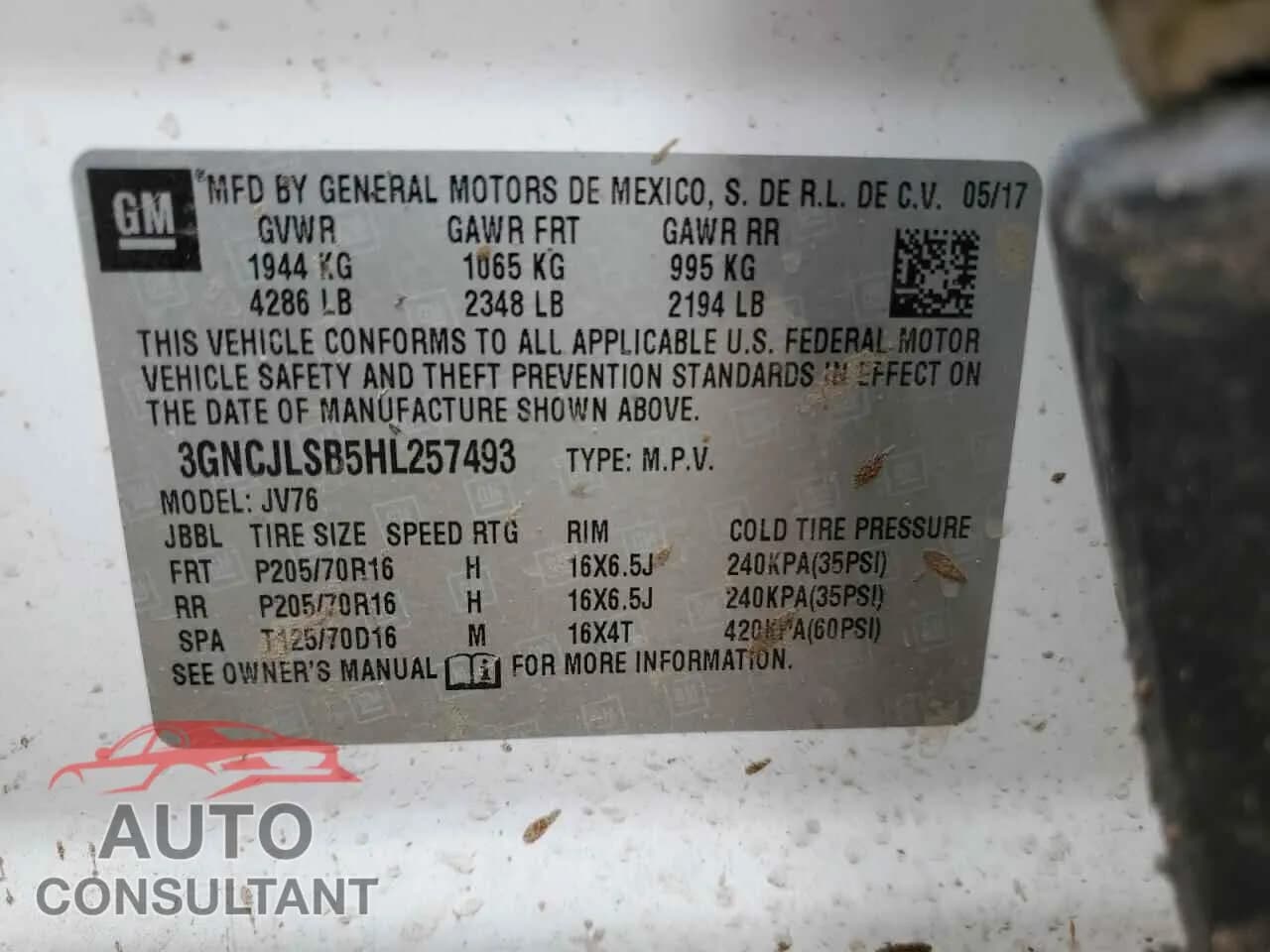 2017 CHEVROLET TRAX Damaged VIN 3GNCJLSB5HL257493 – photo 14 2017 CHEVROLET TRAX Damaged VIN 3GNCJLSB5HL257493 – photo 14