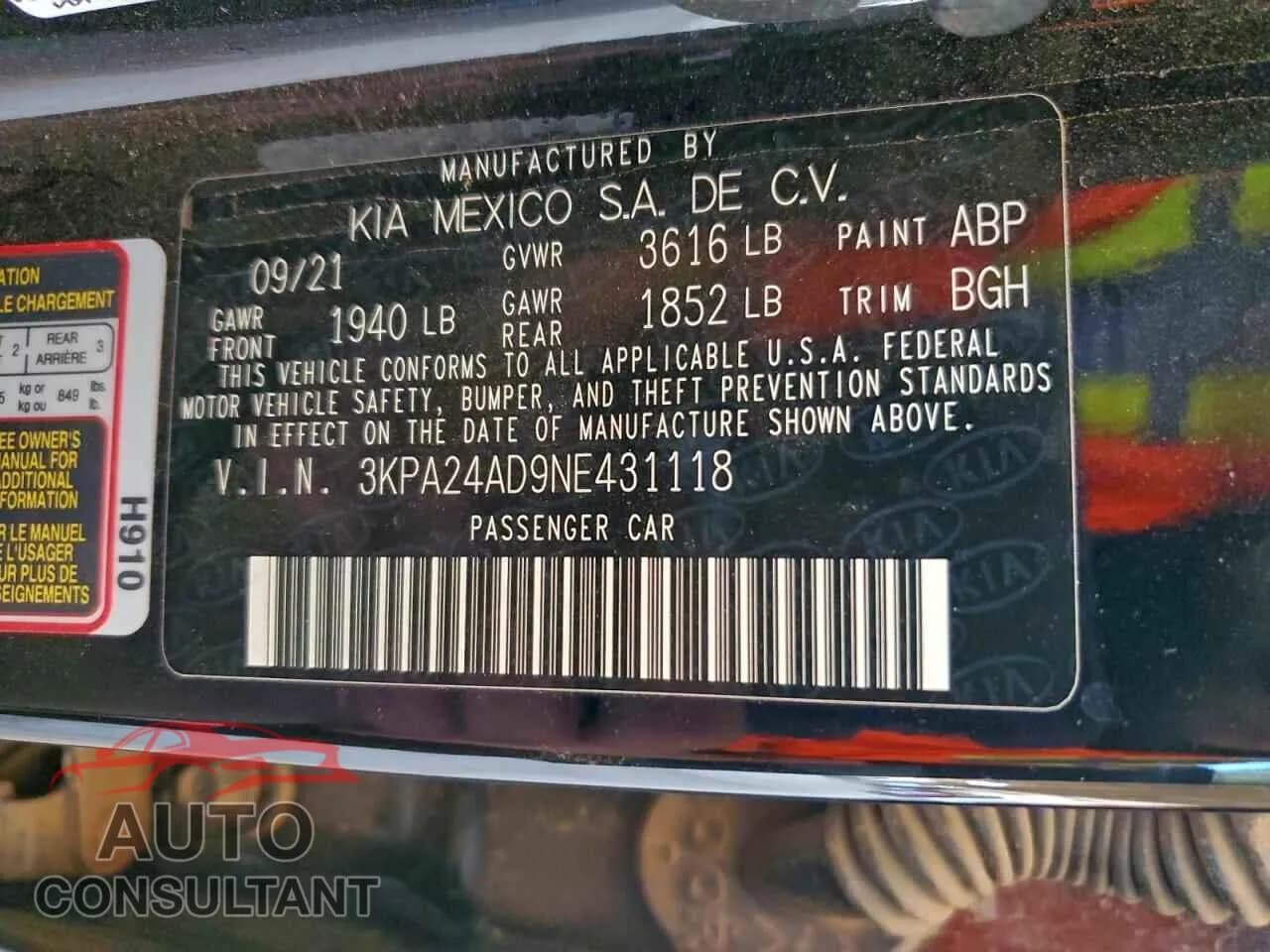 2022 KIA RIO Damaged VIN 3KPA24AD9NE431118 – photo 13 2022 KIA RIO Damaged VIN 3KPA24AD9NE431118 – photo 13