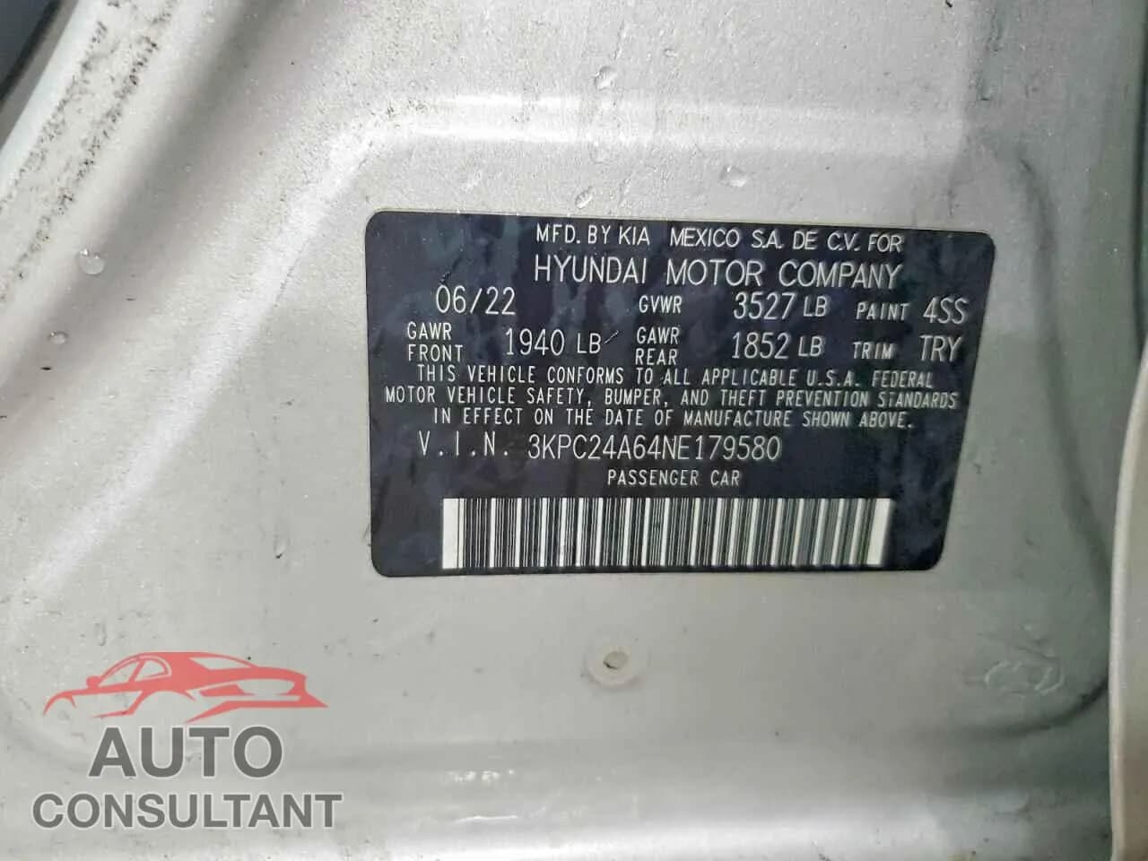 2022 HYUNDAI ACCENT Damaged VIN 3KPC24A64NE179580 – photo 13 2022 HYUNDAI ACCENT Damaged VIN 3KPC24A64NE179580 – photo 13