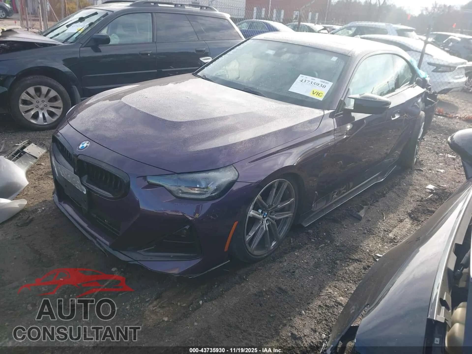 2022 BMW M240 Damaged VIN 3MW53CM05N8C18017 – rear exterior 2022 BMW M240 Damaged VIN 3MW53CM05N8C18017 – rear exterior