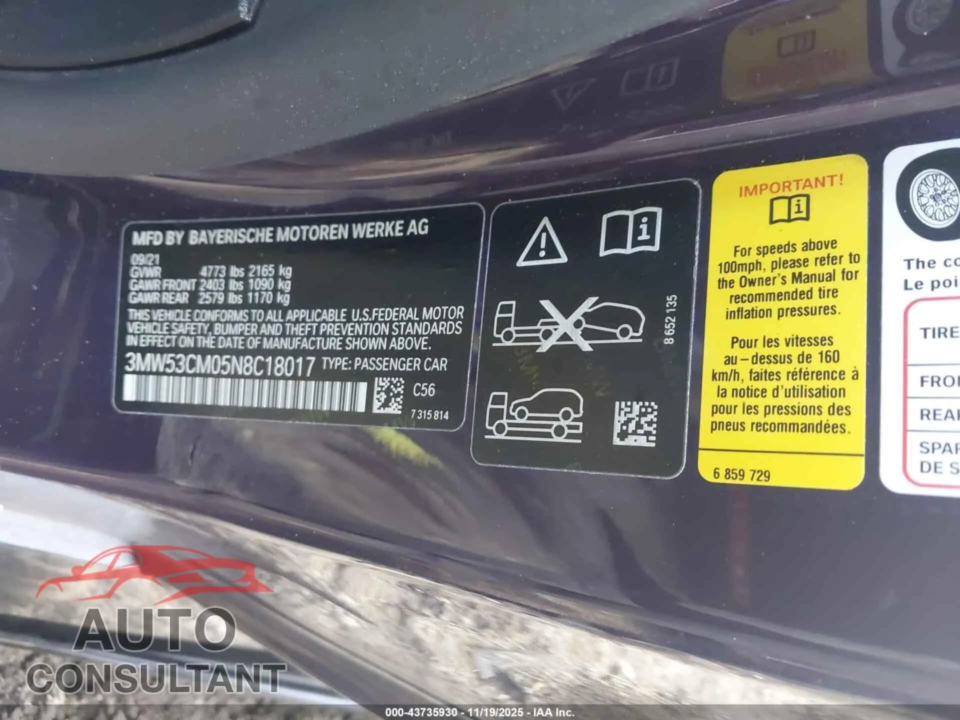 2022 BMW M240 Damaged VIN 3MW53CM05N8C18017 – trunk area 2022 BMW M240 Damaged VIN 3MW53CM05N8C18017 – trunk area