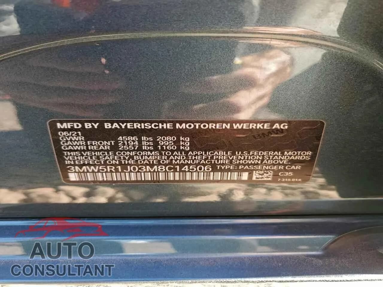 2021 BMW 3 SERIES Damaged VIN 3MW5R1J03M8C14506 – photo 12 2021 BMW 3 SERIES Damaged VIN 3MW5R1J03M8C14506 – photo 12