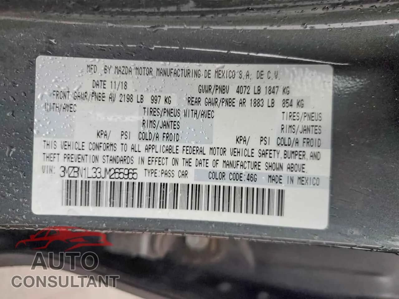 2018 MAZDA 3 Damaged VIN 3MZBN1L33JM265965 – photo 13 2018 MAZDA 3 Damaged VIN 3MZBN1L33JM265965 – photo 13