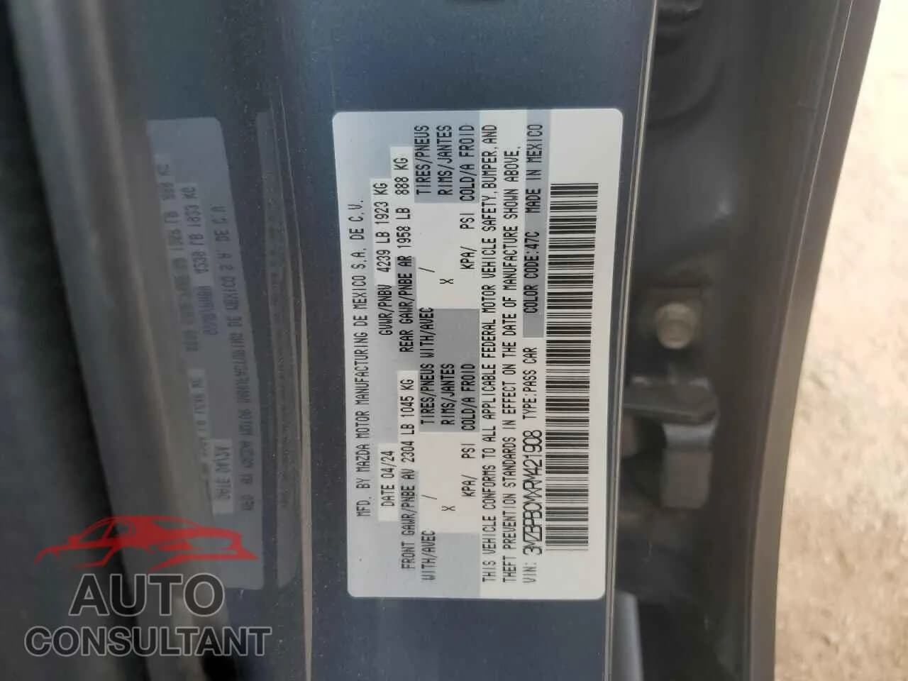 2024 MAZDA 3 Damaged VIN 3MZBPBCMXRM421908 – photo 12 2024 MAZDA 3 Damaged VIN 3MZBPBCMXRM421908 – photo 12