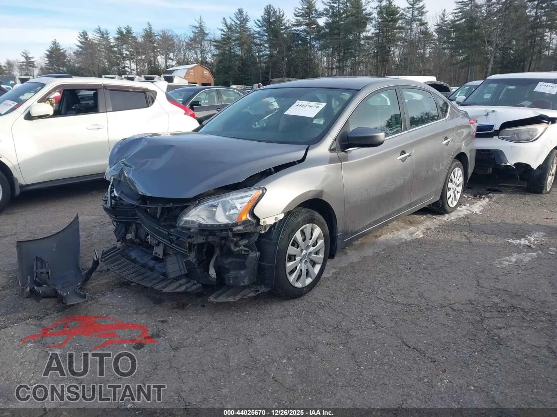2015 NISSAN SENTRA Damaged VIN 3N1AB7AP4FY348730 – rear exterior 2015 NISSAN SENTRA Damaged VIN 3N1AB7AP4FY348730 – rear exterior