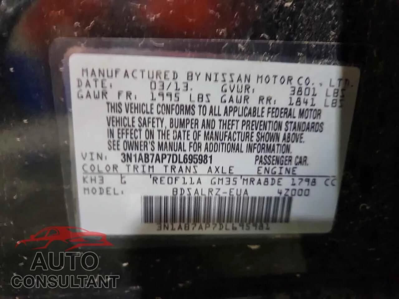 2013 NISSAN SENTRA Damaged VIN 3N1AB7AP7DL695981 – photo 13 2013 NISSAN SENTRA Damaged VIN 3N1AB7AP7DL695981 – photo 13