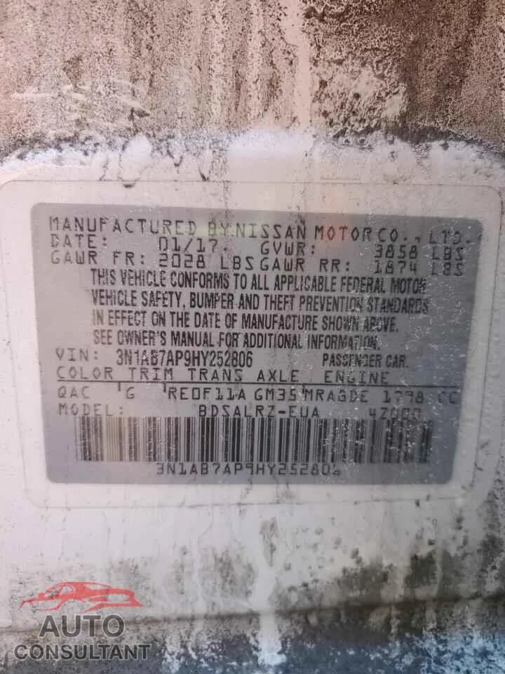 2017 NISSAN SENTRA Damaged VIN 3N1AB7AP9HY252806 – photo 12 2017 NISSAN SENTRA Damaged VIN 3N1AB7AP9HY252806 – photo 12