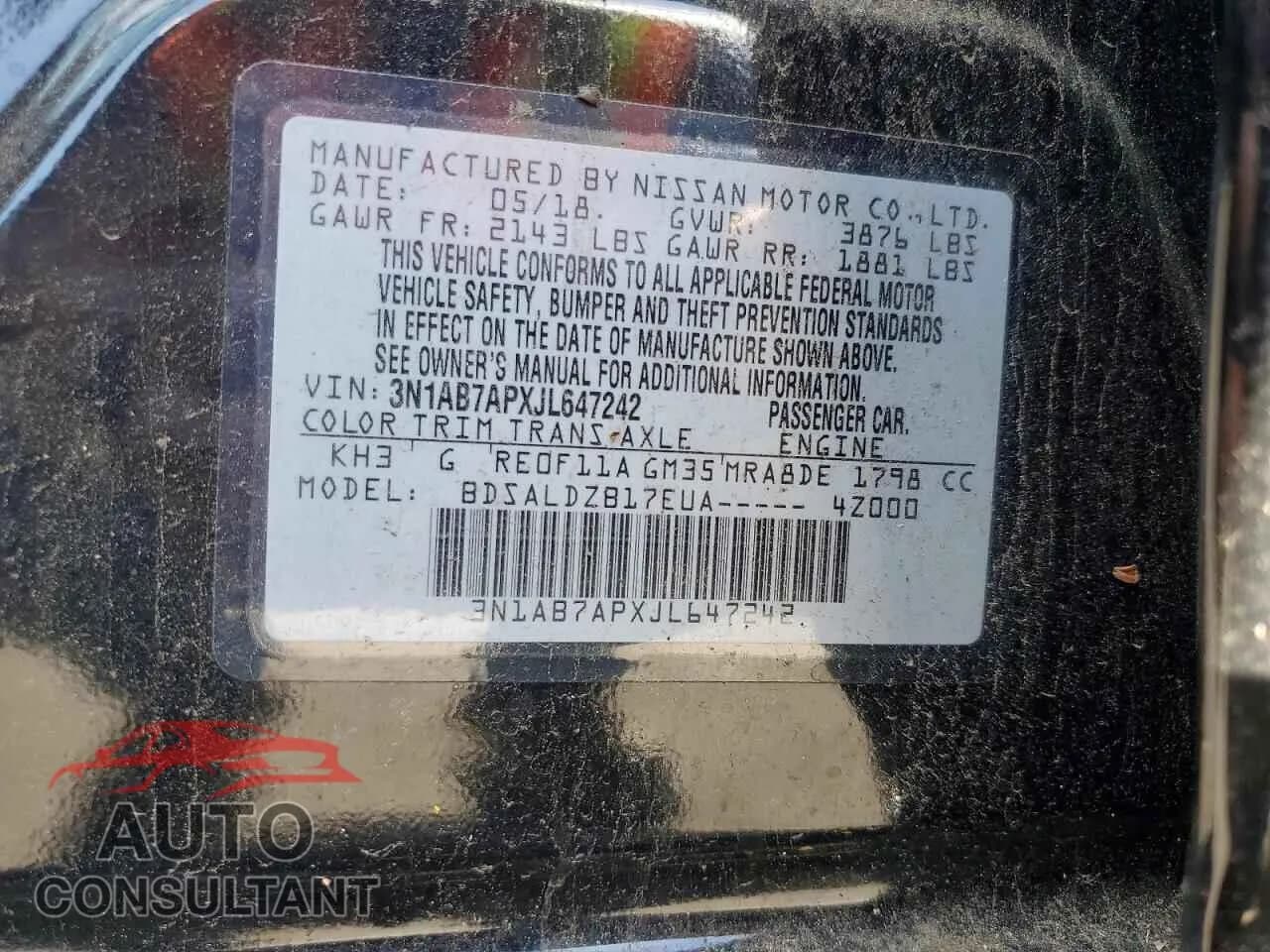 2018 NISSAN SENTRA Damaged VIN 3N1AB7APXJL647242 – photo 12 2018 NISSAN SENTRA Damaged VIN 3N1AB7APXJL647242 – photo 12