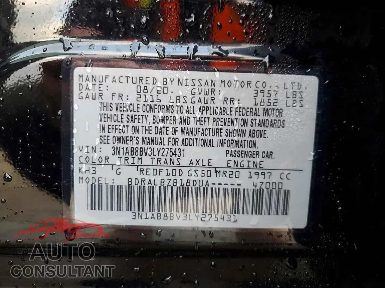2020 NISSAN SENTRA Damaged VIN 3N1AB8BV3LY275431 – photo 13 2020 NISSAN SENTRA Damaged VIN 3N1AB8BV3LY275431 – photo 13