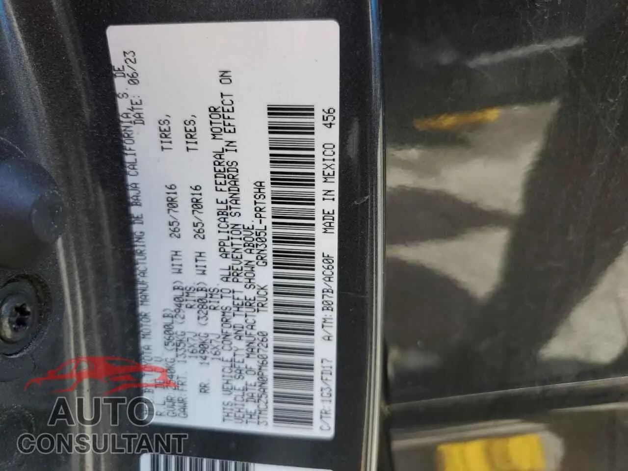 2023 TOYOTA TACOMA Damaged VIN 3TMCZ5AN0PM607260 – photo 12 2023 TOYOTA TACOMA Damaged VIN 3TMCZ5AN0PM607260 – photo 12