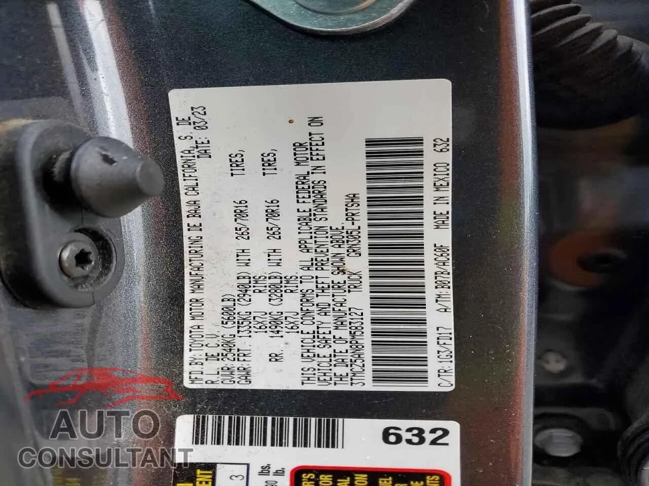 2023 TOYOTA TACOMA Damaged VIN 3TMCZ5AN8PM583127 – photo 13 2023 TOYOTA TACOMA Damaged VIN 3TMCZ5AN8PM583127 – photo 13