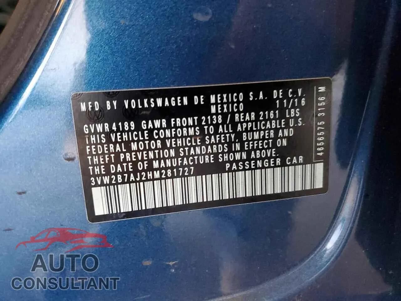 2017 VOLKSWAGEN JETTA Damaged VIN 3VW2B7AJ2HM281727 – photo 12 2017 VOLKSWAGEN JETTA Damaged VIN 3VW2B7AJ2HM281727 – photo 12