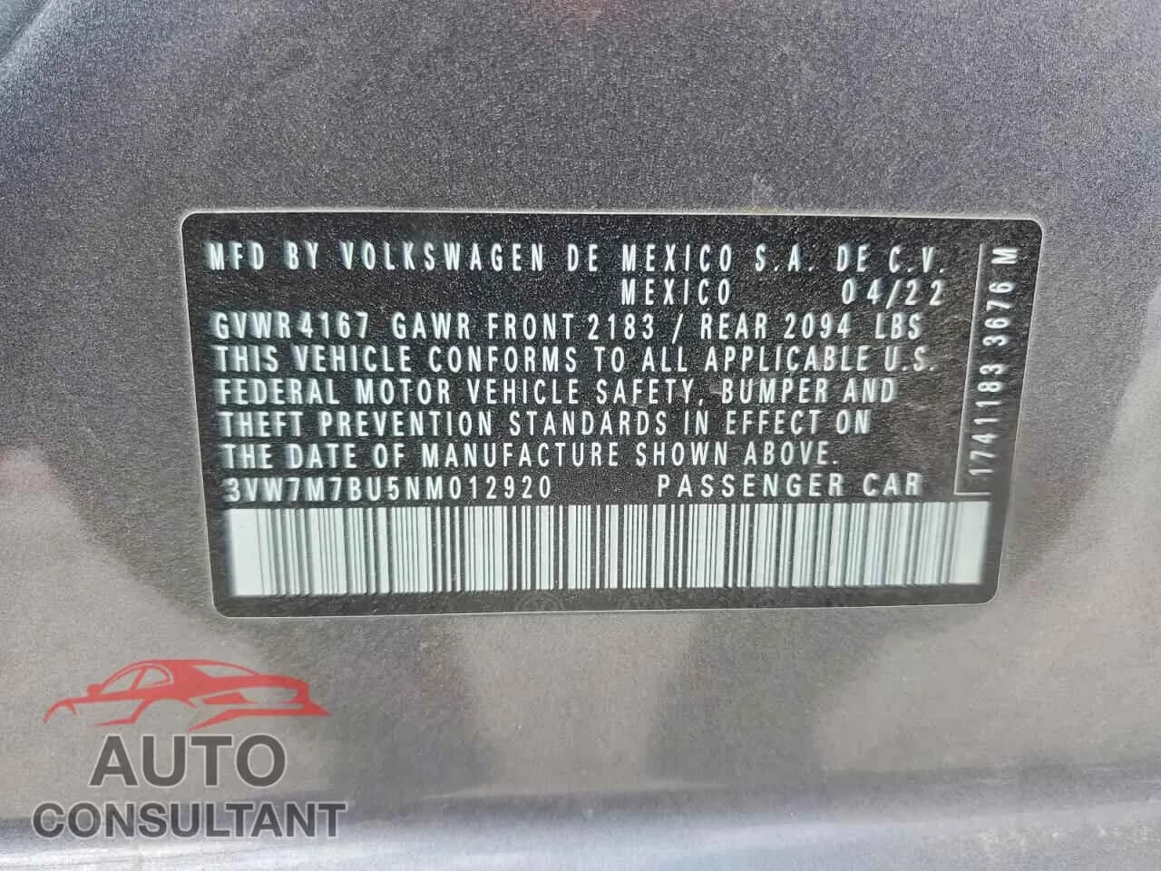 2022 VOLKSWAGEN JETTA Damaged VIN 3VW7M7BU5NM012920 – photo 12 2022 VOLKSWAGEN JETTA Damaged VIN 3VW7M7BU5NM012920 – photo 12