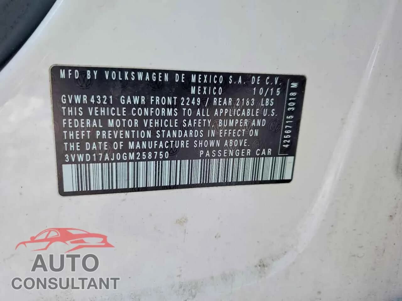 2016 VOLKSWAGEN JETTA Damaged VIN 3VWD17AJ0GM258750 – photo 12 2016 VOLKSWAGEN JETTA Damaged VIN 3VWD17AJ0GM258750 – photo 12