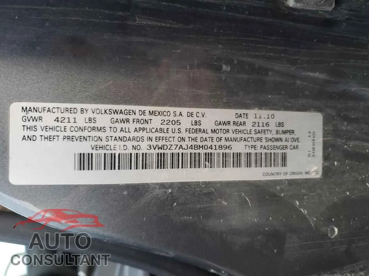 2011 VOLKSWAGEN JETTA Damaged VIN 3VWDZ7AJ4BM041896 – photo 12 2011 VOLKSWAGEN JETTA Damaged VIN 3VWDZ7AJ4BM041896 – photo 12