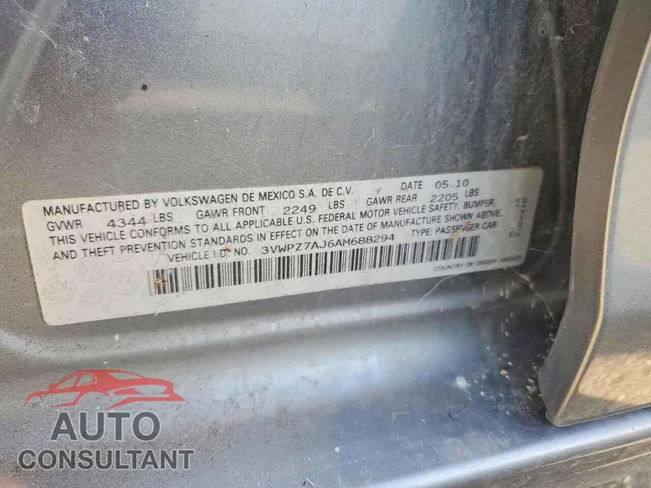 2010 VOLKSWAGEN JETTA Damaged VIN 3VWPZ7AJ6AM688294 – photo 12 2010 VOLKSWAGEN JETTA Damaged VIN 3VWPZ7AJ6AM688294 – photo 12