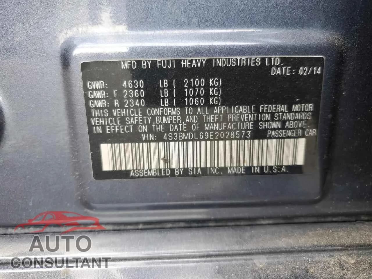 2014 SUBARU LEGACY Damaged VIN 4S3BMDL69E2028573 – photo 13 2014 SUBARU LEGACY Damaged VIN 4S3BMDL69E2028573 – photo 13