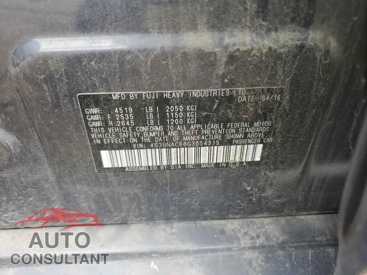 2016 SUBARU LEGACY Damaged VIN 4S3BNAC66G3054315 – photo 12 2016 SUBARU LEGACY Damaged VIN 4S3BNAC66G3054315 – photo 12