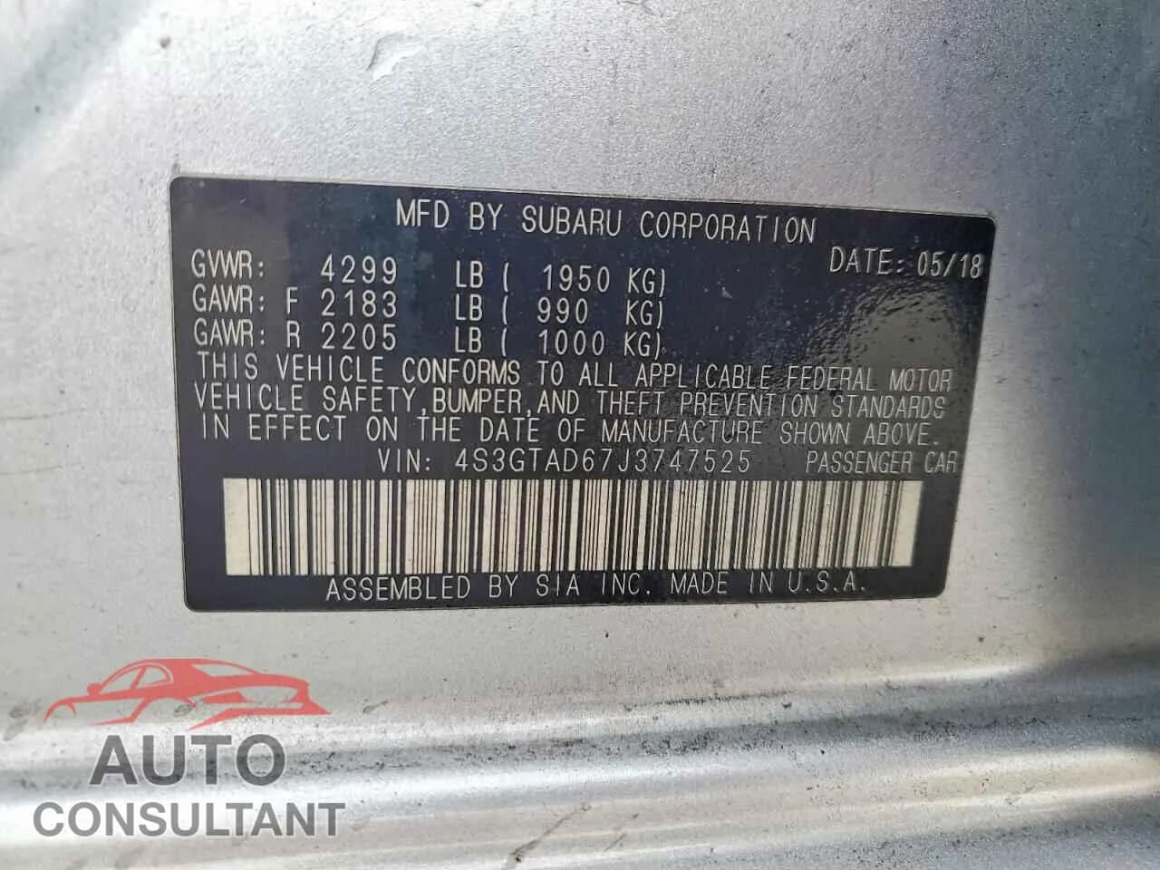 2018 SUBARU IMPREZA Damaged VIN 4S3GTAD67J3747525 – photo 13 2018 SUBARU IMPREZA Damaged VIN 4S3GTAD67J3747525 – photo 13