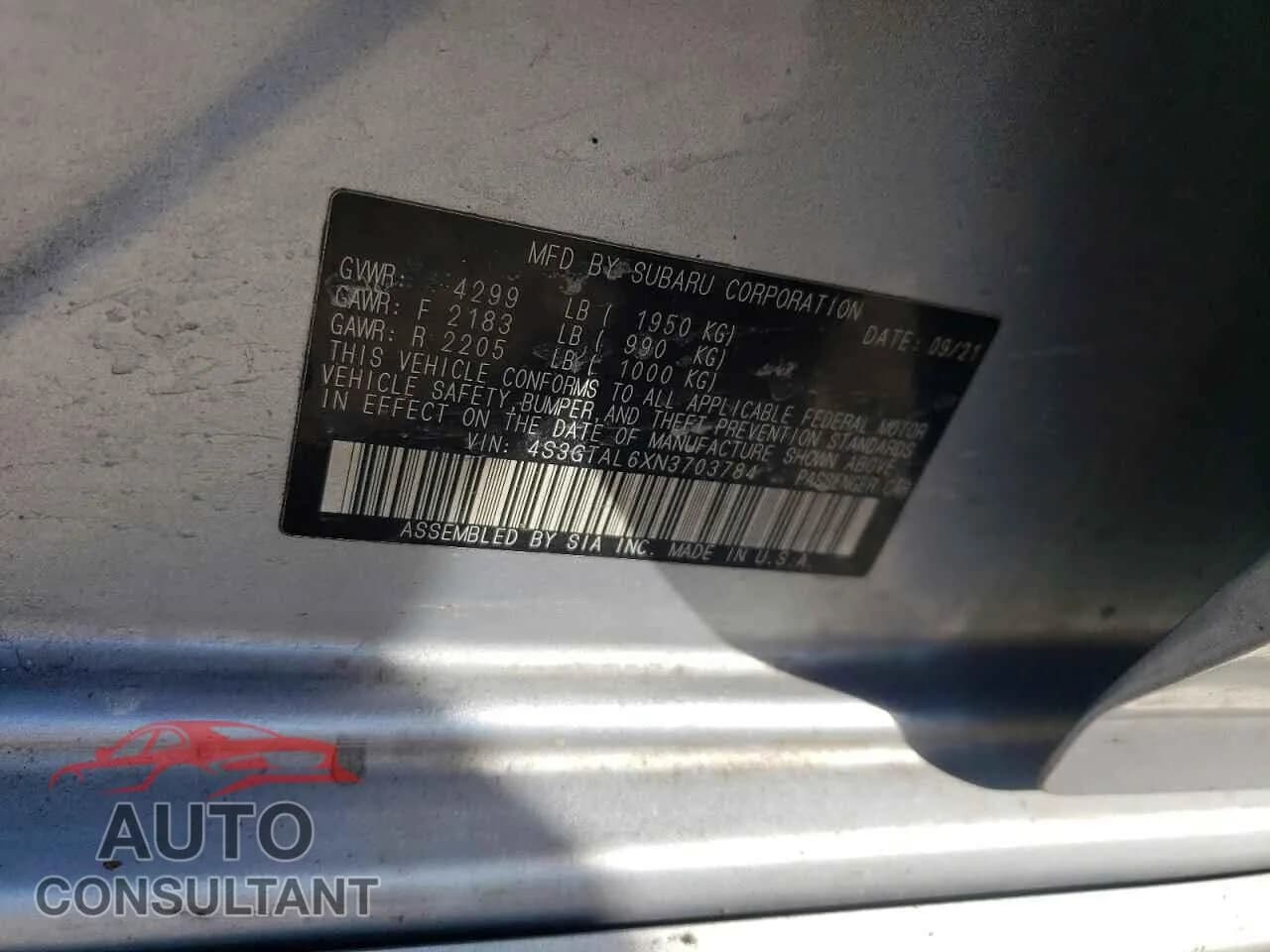 2022 SUBARU IMPREZA Damaged VIN 4S3GTAL6XN3703784 – photo 12 2022 SUBARU IMPREZA Damaged VIN 4S3GTAL6XN3703784 – photo 12