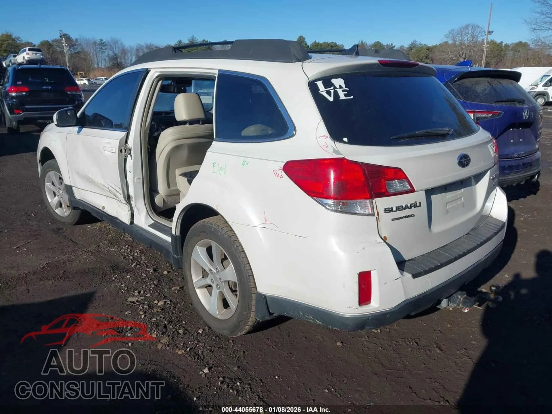 2013 SUBARU OUTBACK Damaged VIN 4S4BRBKC5D3275624 – side profile 2013 SUBARU OUTBACK Damaged VIN 4S4BRBKC5D3275624 – side profile