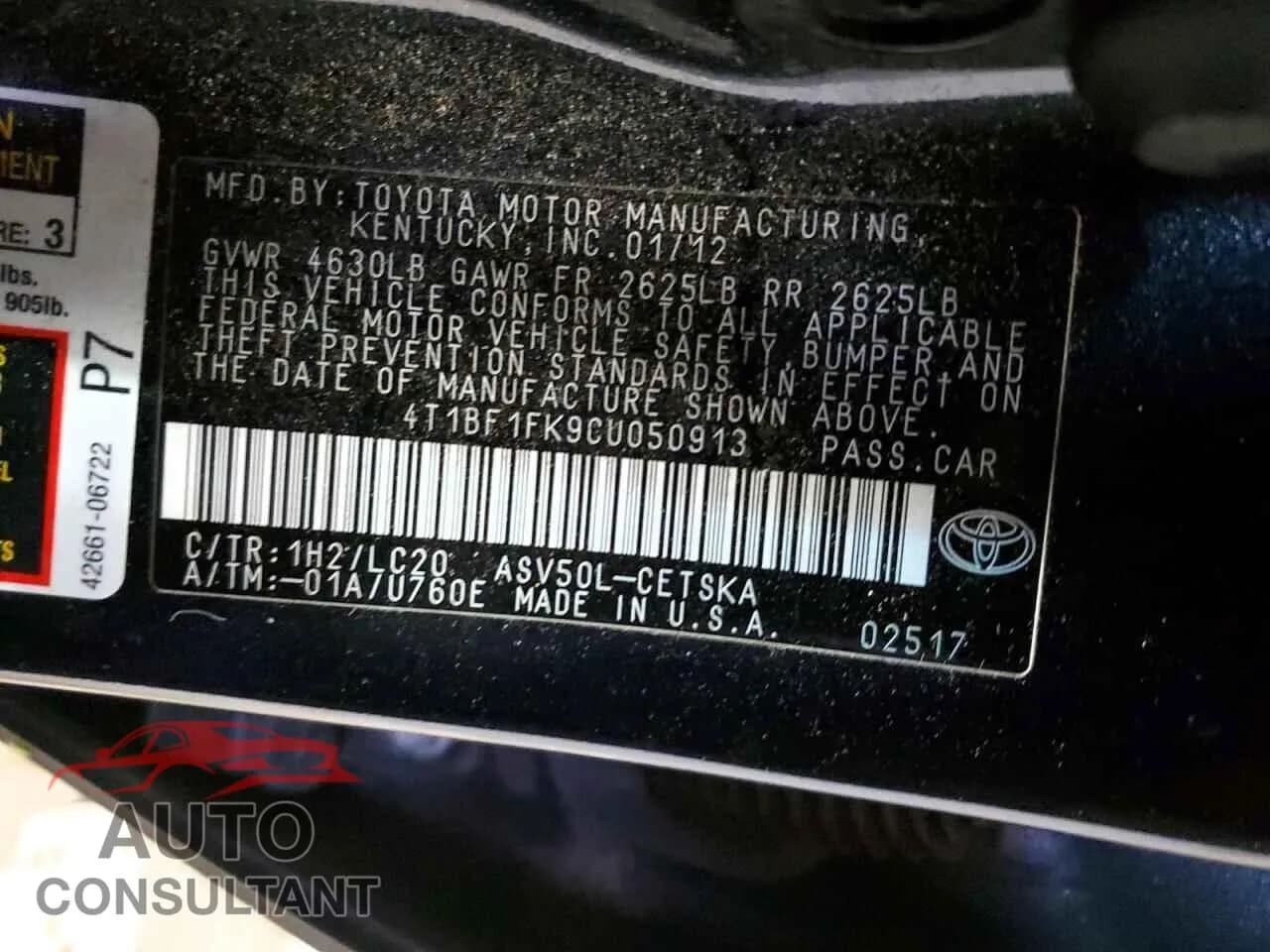 2012 TOYOTA CAMRY Used VIN 4T1BF1FK9CU050913 – photo 13 2012 TOYOTA CAMRY Used VIN 4T1BF1FK9CU050913 – photo 13