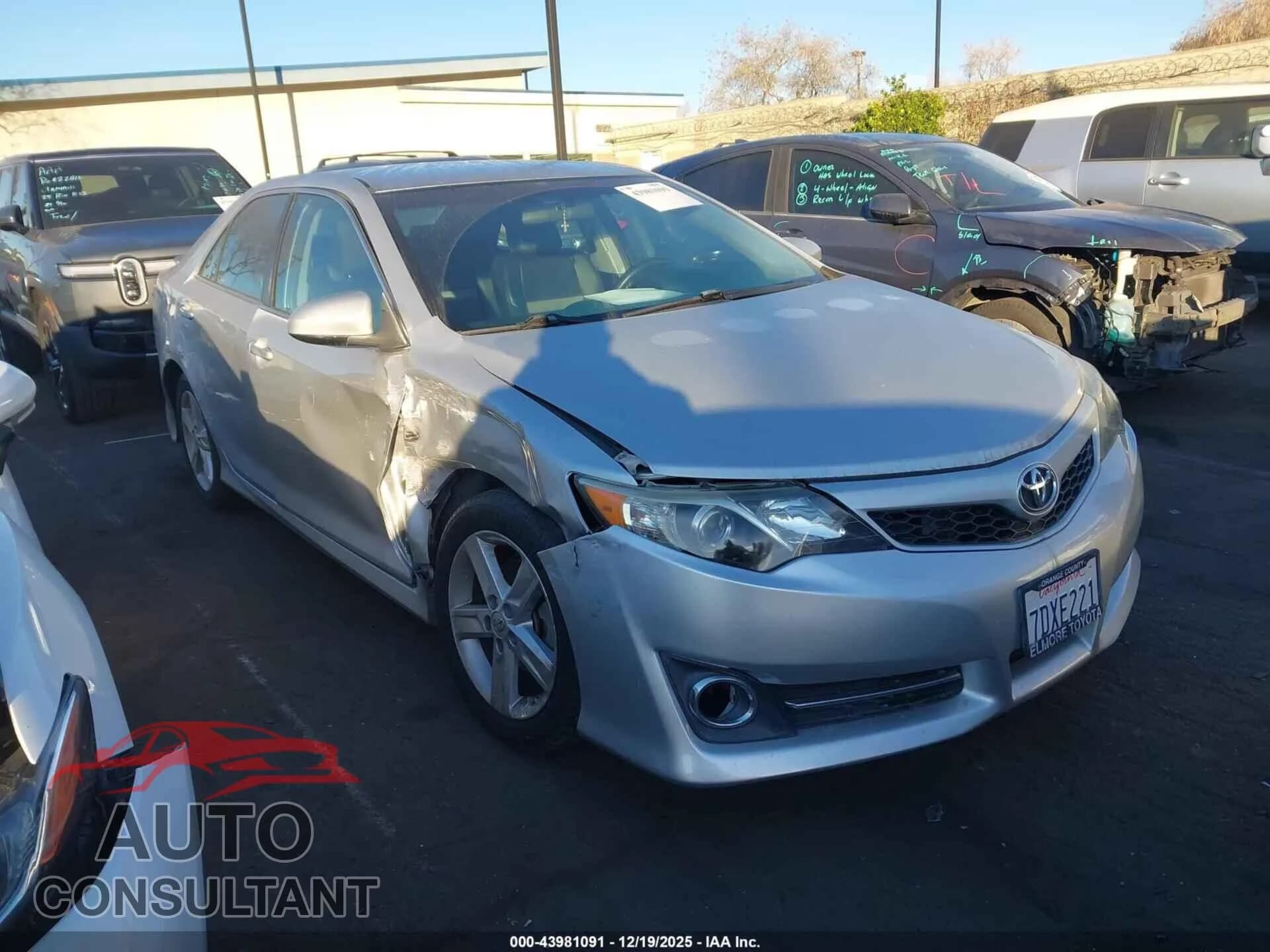 2014 TOYOTA CAMRY Damaged VIN 4T1BF1FK9EU763927 – front exterior 2014 TOYOTA CAMRY Damaged VIN 4T1BF1FK9EU763927 – front exterior