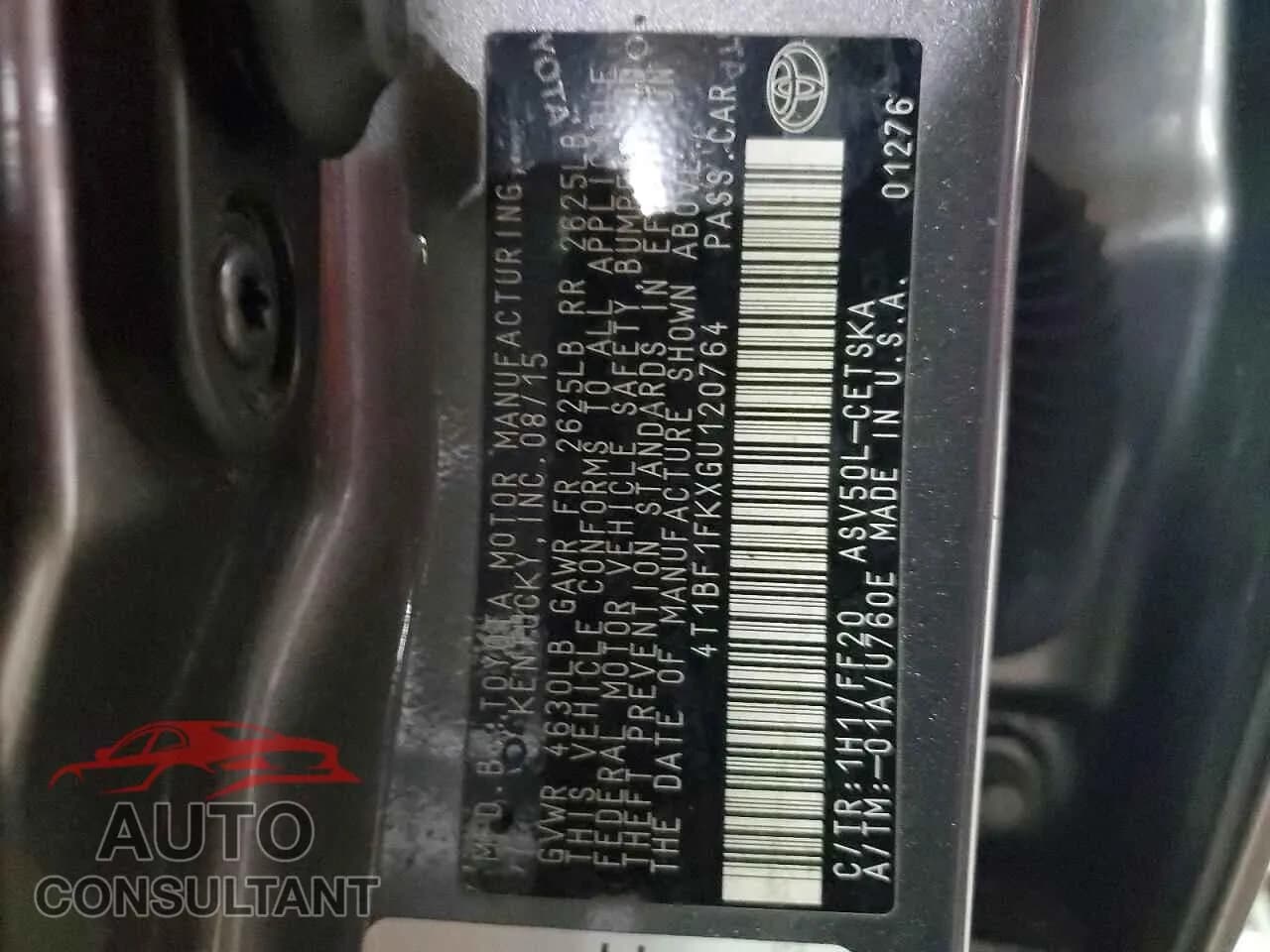 2016 TOYOTA CAMRY Damaged VIN 4T1BF1FKXGU120764 – photo 12 2016 TOYOTA CAMRY Damaged VIN 4T1BF1FKXGU120764 – photo 12