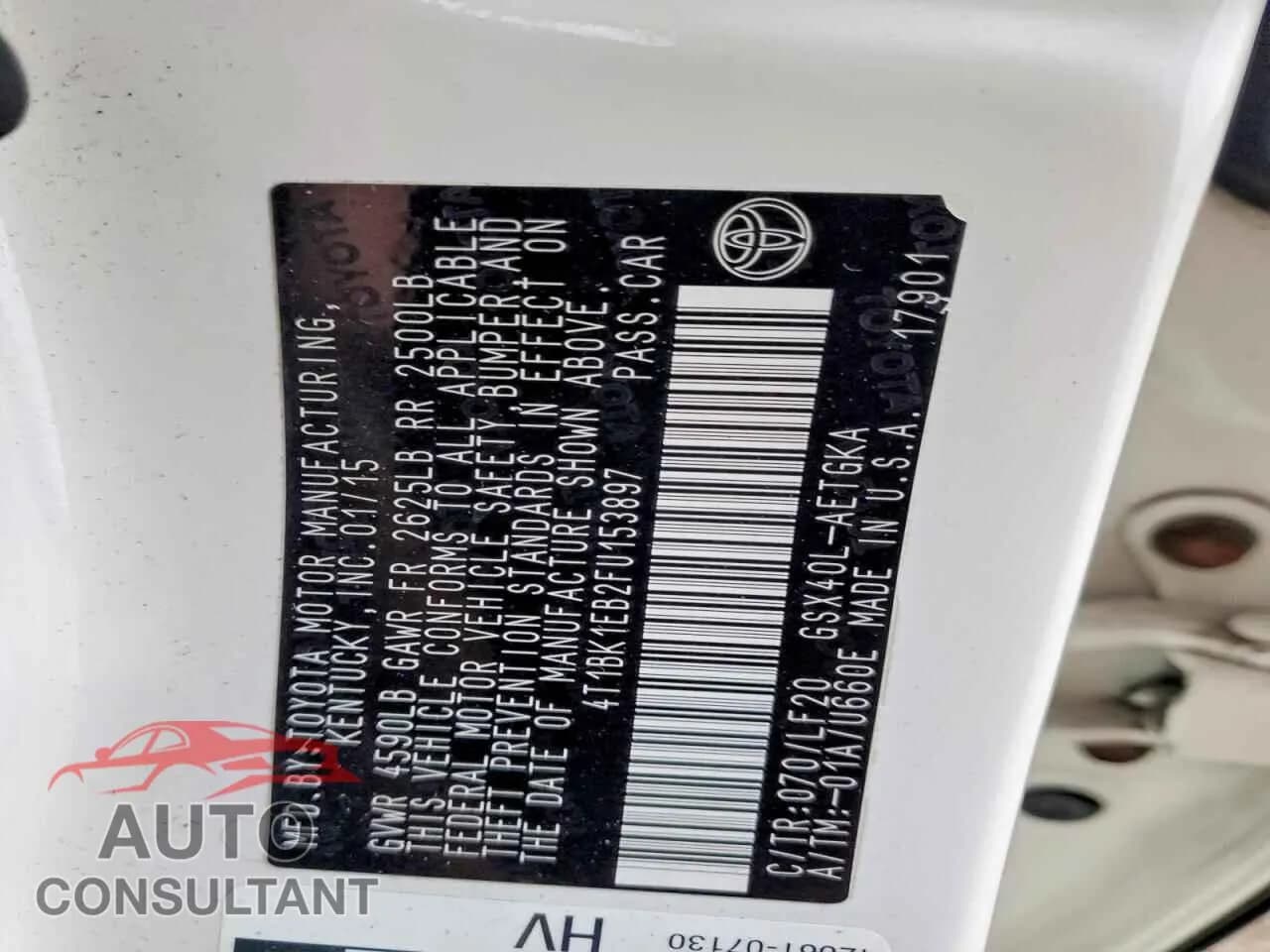 2015 TOYOTA AVALON Damaged VIN 4T1BK1EB2FU153897 – photo 12 2015 TOYOTA AVALON Damaged VIN 4T1BK1EB2FU153897 – photo 12