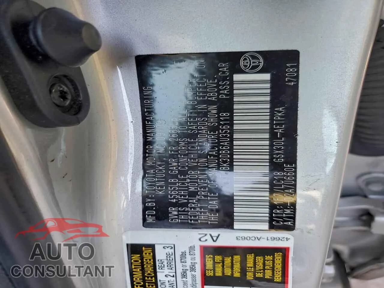 2010 TOYOTA AVALON Damaged VIN 4T1BK3DB6AU356118 – photo 12 2010 TOYOTA AVALON Damaged VIN 4T1BK3DB6AU356118 – photo 12