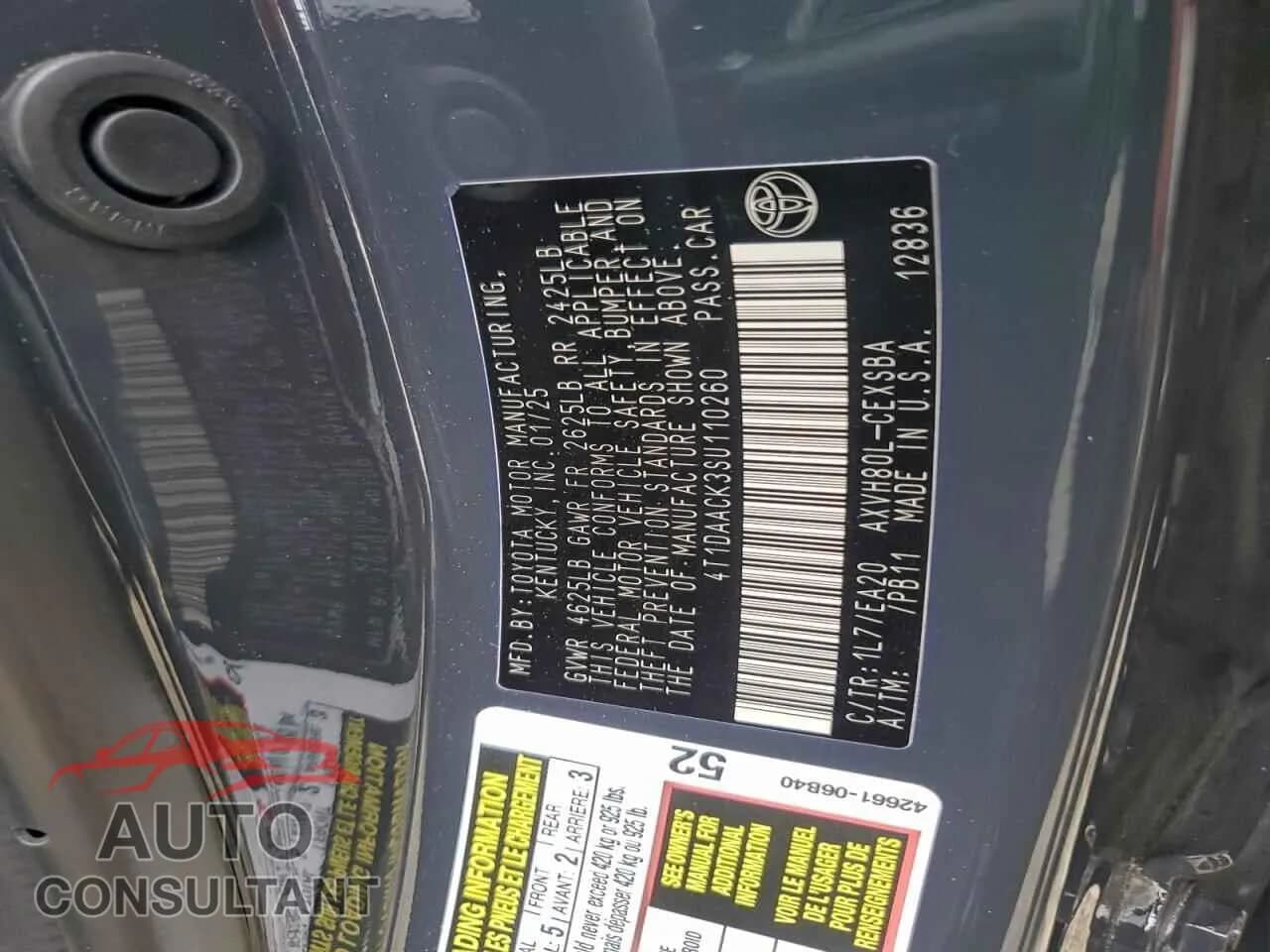 2025 TOYOTA CAMRY Damaged VIN 4T1DAACK3SU110260 – photo 12 2025 TOYOTA CAMRY Damaged VIN 4T1DAACK3SU110260 – photo 12