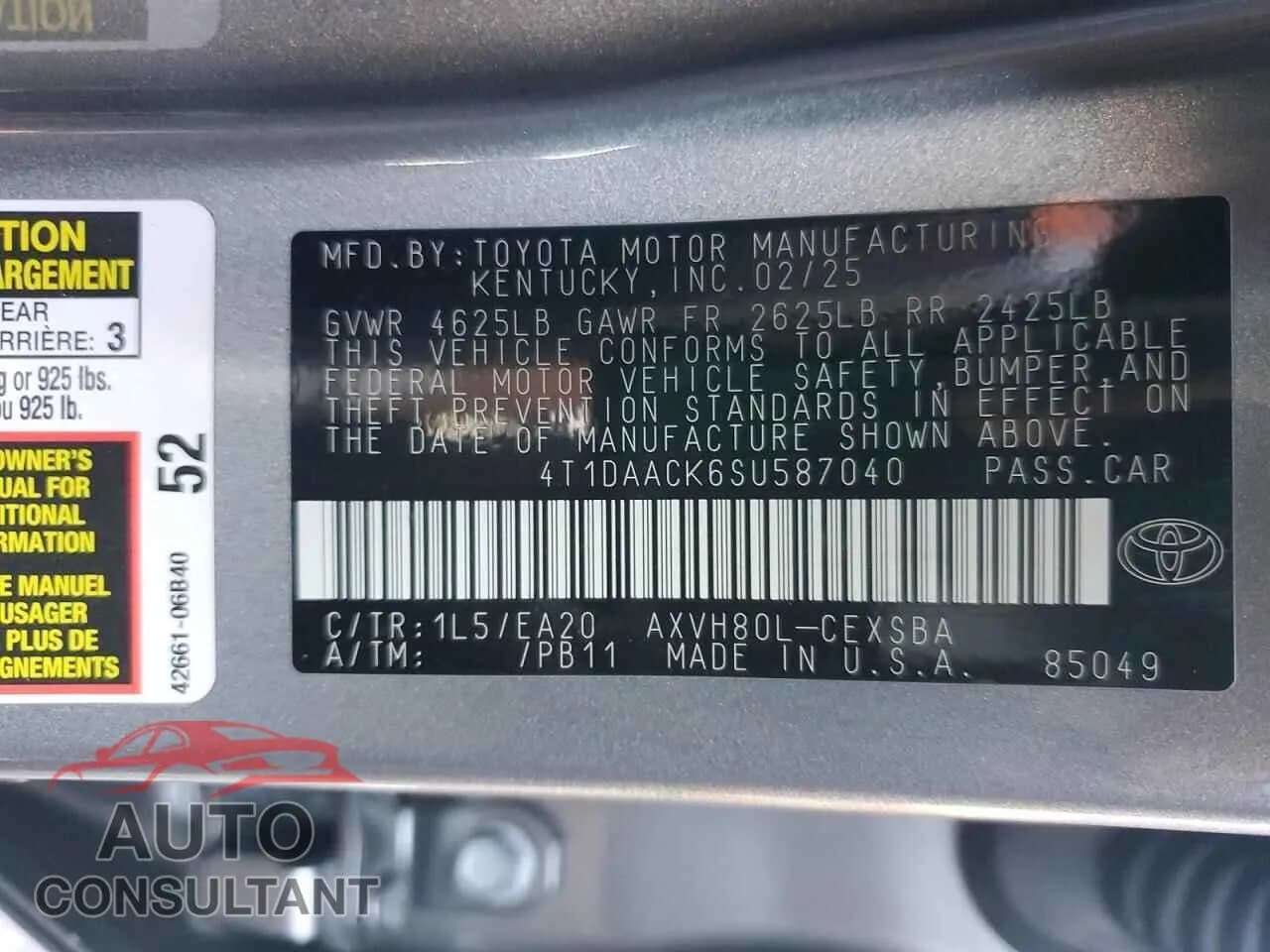 2025 TOYOTA CAMRY Damaged VIN 4T1DAACK6SU587040 – photo 12 2025 TOYOTA CAMRY Damaged VIN 4T1DAACK6SU587040 – photo 12