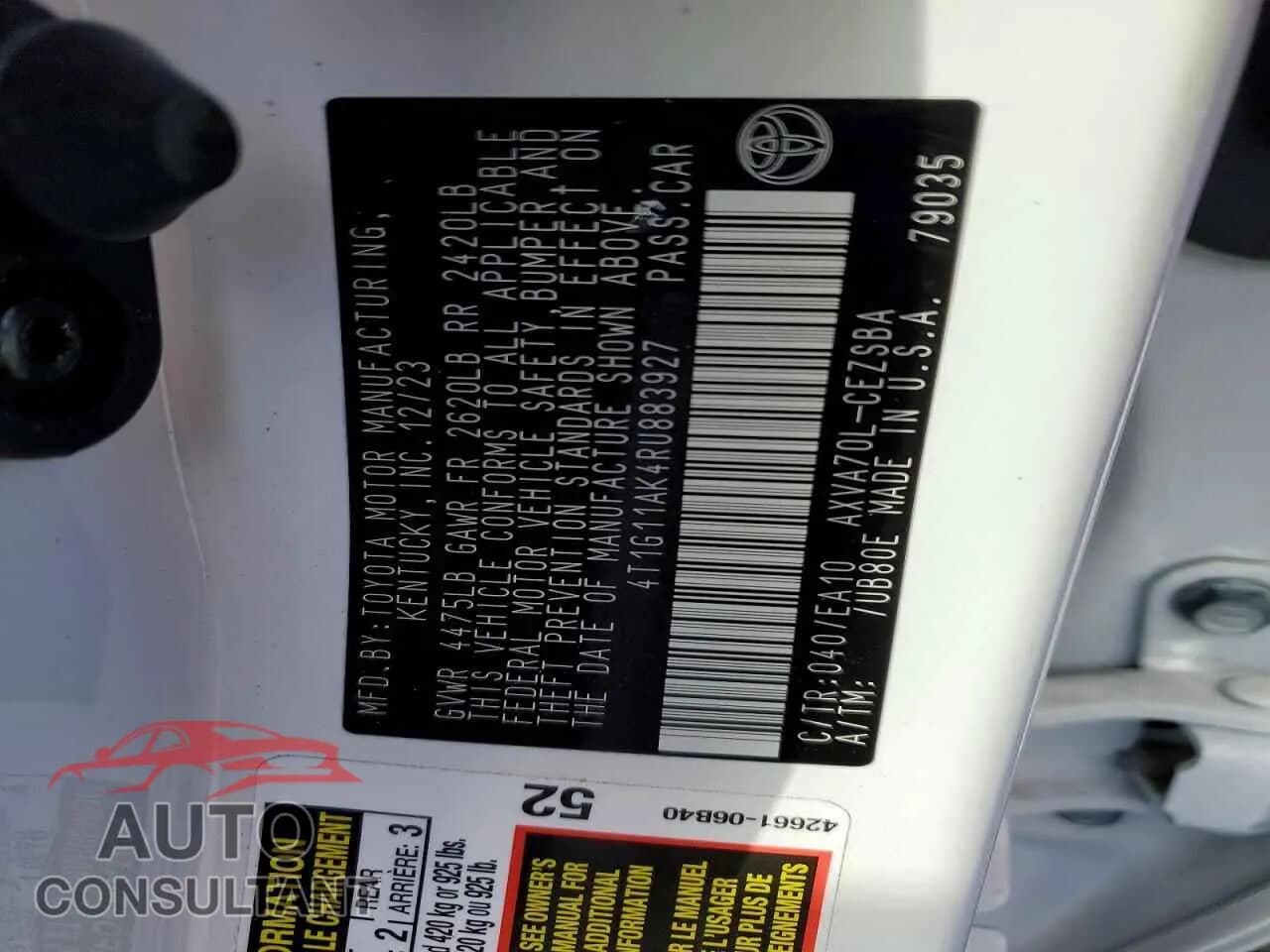 2024 TOYOTA CAMRY Used VIN 4T1G11AK4RU883927 – photo 12 2024 TOYOTA CAMRY Used VIN 4T1G11AK4RU883927 – photo 12