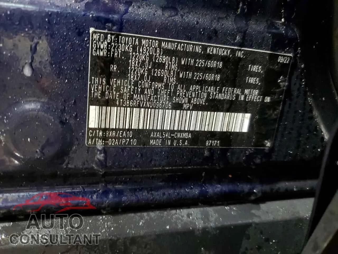 2022 TOYOTA RAV4 Damaged VIN 4T3B6RFVXNU096706 – photo 13 2022 TOYOTA RAV4 Damaged VIN 4T3B6RFVXNU096706 – photo 13