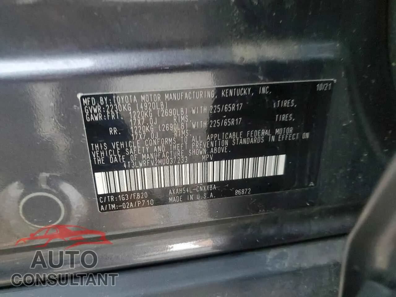 2021 TOYOTA RAV4 Damaged VIN 4T3LWRFV2MU037233 – photo 13 2021 TOYOTA RAV4 Damaged VIN 4T3LWRFV2MU037233 – photo 13