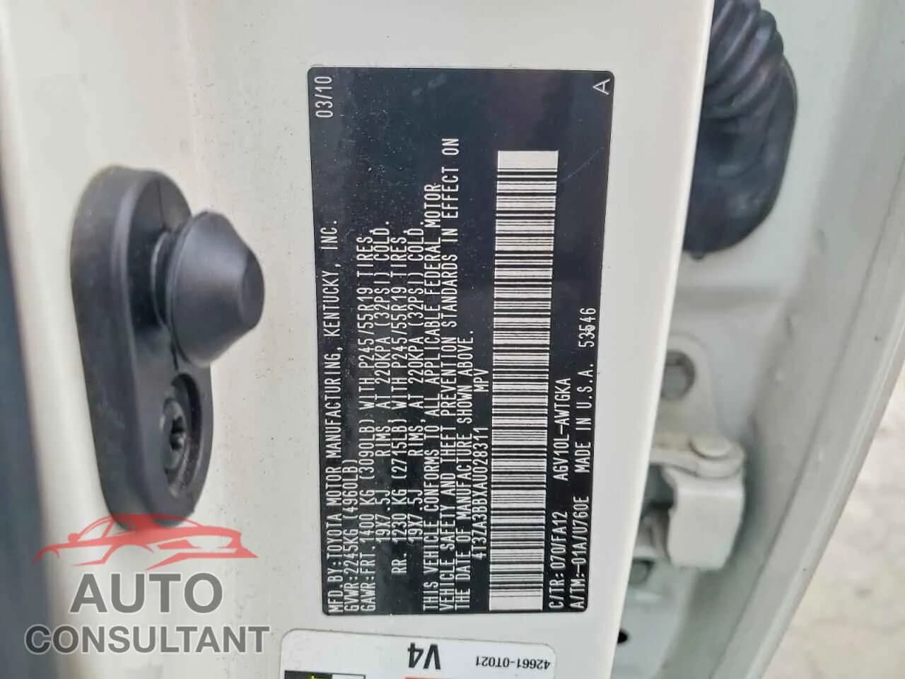 2010 TOYOTA VENZA Damaged VIN 4T3ZA3BBXAU028311 – photo 13 2010 TOYOTA VENZA Damaged VIN 4T3ZA3BBXAU028311 – photo 13